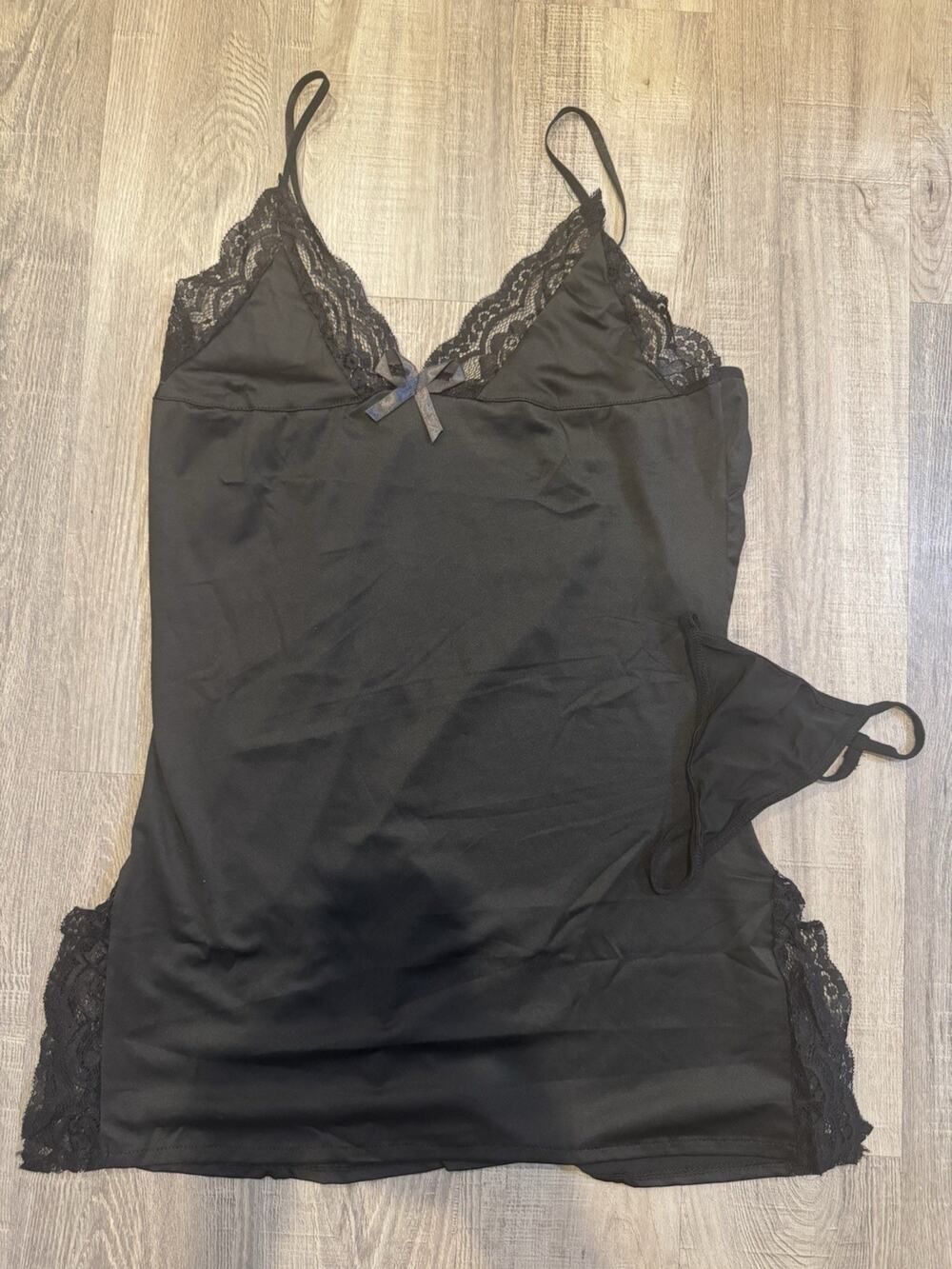 Womens Black Nightgown Lingerie Medium Sleepwear Chemise